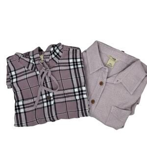 DULUTH Bundle of 2 Pcs Women’s Sz XXL Plaid Hooded Classic Shirt Down Up Purple